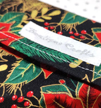 Load image into Gallery viewer, Christmas Face Mask and Bag Set - Christmas Black and Gold Metallic Floral - BoutiqueCrafts