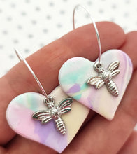 Load image into Gallery viewer, Handmade Clay Bee Hoop Earrings