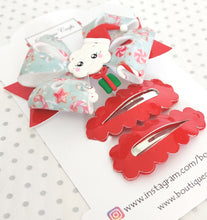 Load image into Gallery viewer, Christmas Hair Bow Clip Set - Santa Cloud