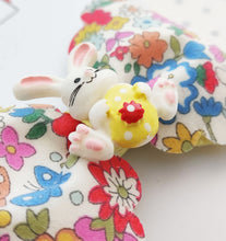 Load image into Gallery viewer, Floral Hair Bow Clip with Bunny Rabbit