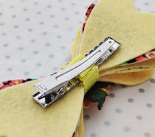 Load image into Gallery viewer, Girls Stacked Hair Bow Clips - Yellow Sunflowers - BoutiqueCrafts