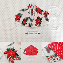 Load image into Gallery viewer, Christmas Floral Face Mask