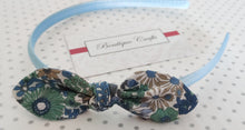 Load image into Gallery viewer, Alice Band with Floral Fabric Bow - Sky Blue