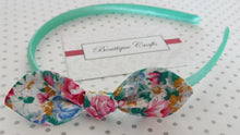 Load image into Gallery viewer, Alice Band with Floral Fabric Bow - Mint