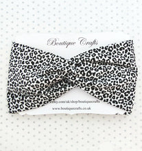 Load image into Gallery viewer, Twist detail stretchy headband - Dalmatian Print Black and White