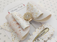 Load image into Gallery viewer, Christmas Hair Bow Clip Set - Gold Trees