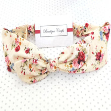 Load image into Gallery viewer, Knotted tie wrap headband - Cream Floral