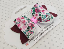 Load image into Gallery viewer, Floral Girls Stacked Hair Bow - Rose Prints