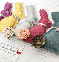 Load image into Gallery viewer, Lavender Wool Bunny - Grey With Liberty Print trim