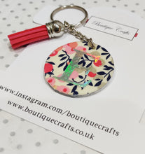 Load image into Gallery viewer, Personalised fabric keyring with tassel