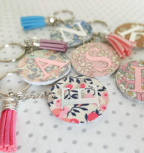 Load image into Gallery viewer, Personalised Initial Fabric keyring with tassel