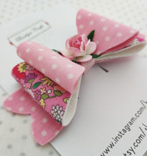 Load image into Gallery viewer, Girls Stacked Hair Bow Clips - Pink Rose - BoutiqueCrafts