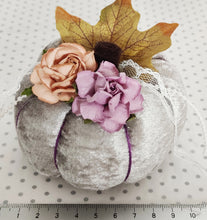 Load image into Gallery viewer, Handmade Fabric Pumpkin silver velour
