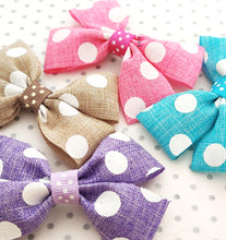 Load image into Gallery viewer, Polka Dot Hair Bow Set - 4 pack pastels