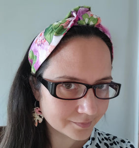 Top Knot Fabric Headband - Pink Floral