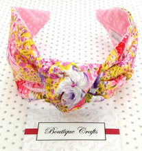 Load image into Gallery viewer, Top Knot Fabric Headband - Yellow Floral