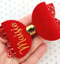 Load image into Gallery viewer, Red Velvet Personalised Christmas Hair Bow