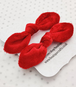 Red Velour Hair Bow Ties