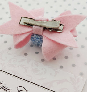 Bunny Ear Headband with detachable bow - Blue and Pink