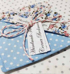 Fabric Page Corner Bookmark - Blue Ditsy Floral - BoutiqueCrafts