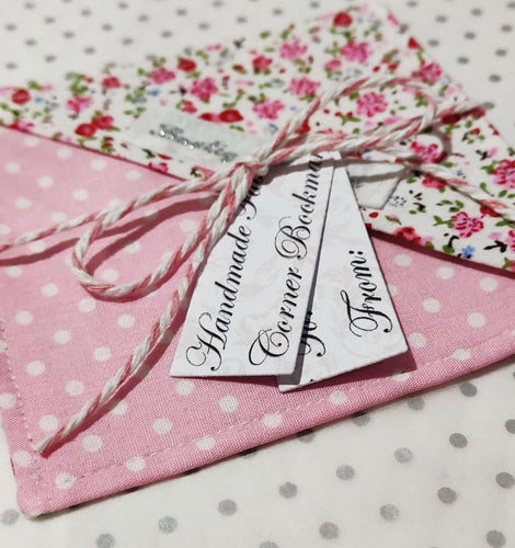 Fabric Page Corner Bookmark - Pink Ditsy Floral - BoutiqueCrafts
