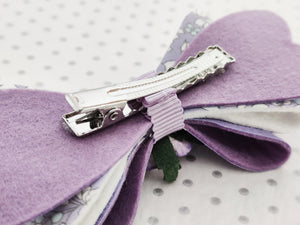 Girls Stacked Hair Bow Clips - Lilac Rose - BoutiqueCrafts