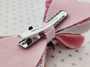 Girls Stacked Hair Bow Clips - Pink Rose - BoutiqueCrafts