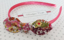 Load image into Gallery viewer, Alice Band with Floral Fabric Bow - Coral Pink
