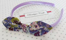 Load image into Gallery viewer, Alice Band with Floral Fabric Bow - Lavender Lilac
