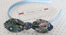 Load image into Gallery viewer, Alice Band with Floral Fabric Bow - Sky Blue
