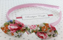 Load image into Gallery viewer, Alice Band with Floral Fabric Bow - Pink
