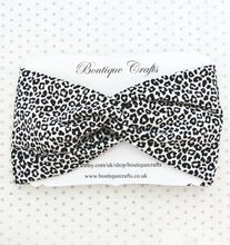 Load image into Gallery viewer, Twist detail stretchy headband - Dalmatian Print Black and White
