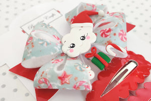 Christmas Hair Bow Clip Set - Santa Cloud