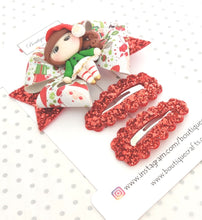 Load image into Gallery viewer, Christmas Hair Bow Clip Set - Cute Elf
