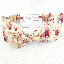 Load image into Gallery viewer, Knotted tie wrap headband - Cream Floral
