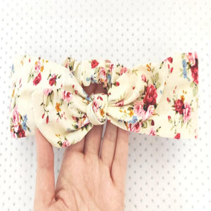 Knotted tie wrap headband - Cream Floral