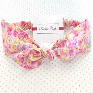 Knotted tie wrap headband - Pink Floral