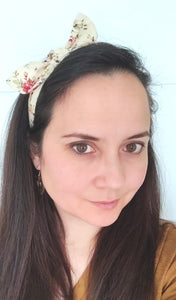 Knotted tie wrap headband - Cream Floral