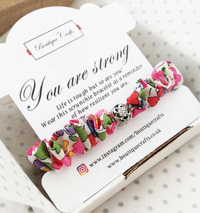 Skinny Liberty Scrunchie Bracelet - "You are strong" positivity keepsake gift
