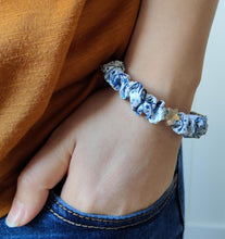 Load image into Gallery viewer, Blue Liberty Skinny Scrunchie Bracelet with Star Charm
