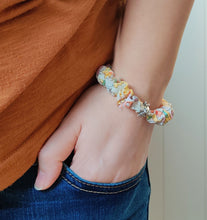 Load image into Gallery viewer, Yellow Liberty Scrunchie Bracelet with Bee Charm

