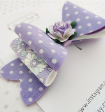Load image into Gallery viewer, Girls Stacked Hair Bow Clips - Lilac Rose - BoutiqueCrafts

