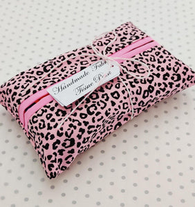 Handmade fabric tissue holder - Pink Animal Print - BoutiqueCrafts