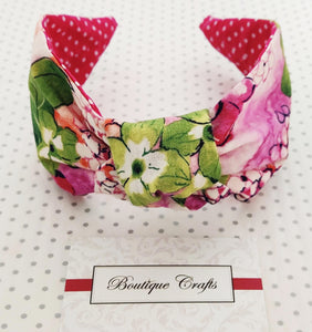 Top Knot Fabric Headband - Pink Floral