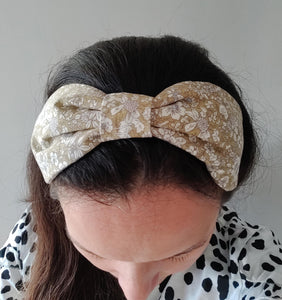 Wide Fabric Headband - Vintage Green Floral