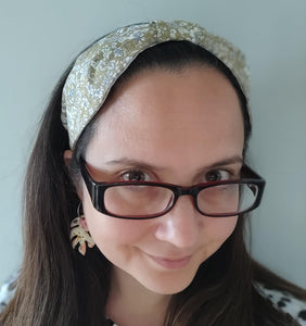 Wide Fabric Headband - Vintage Green Floral