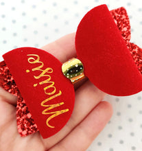Load image into Gallery viewer, Red Velvet Personalised Christmas Hair Bow
